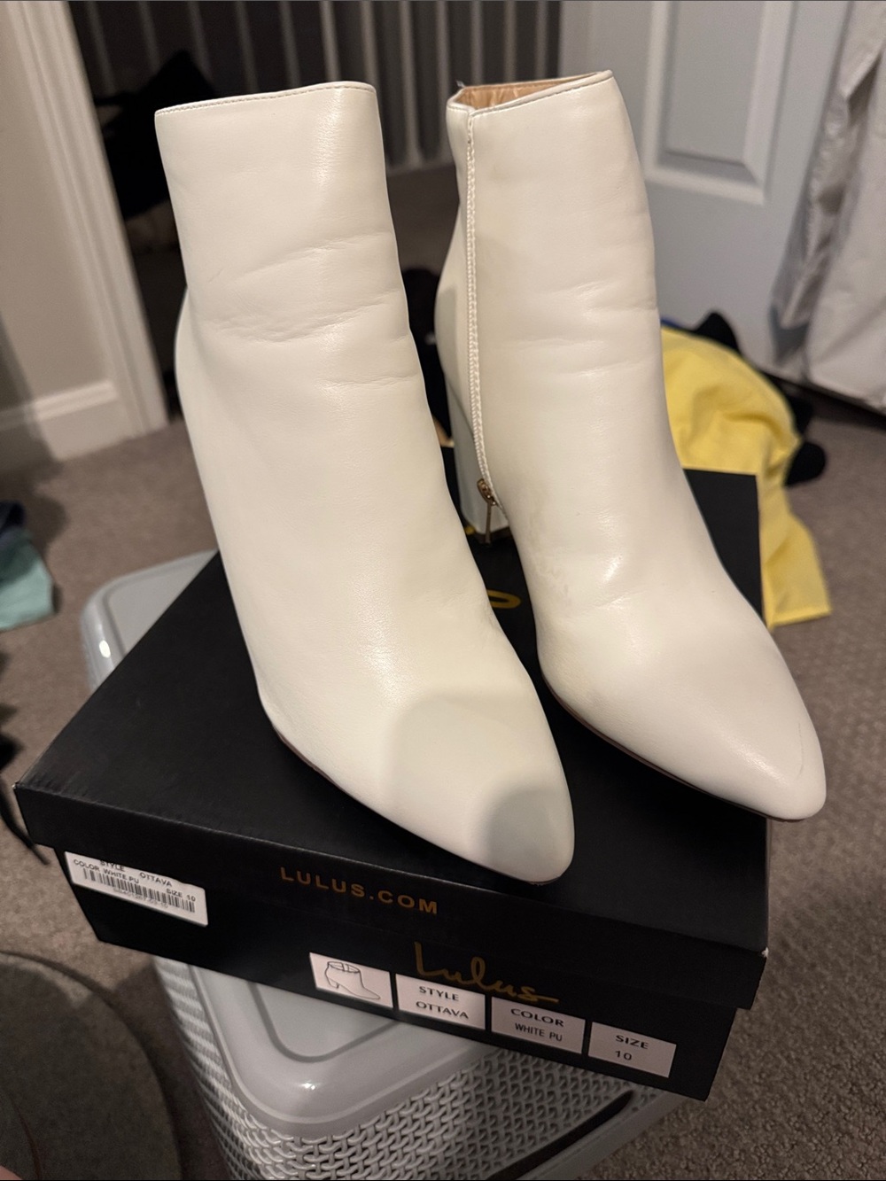 Lulu's Ivory Pointed Toe Ankle Booties
